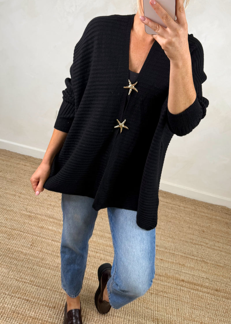 Jamil ribbed starfish knit - black-The Style Attic