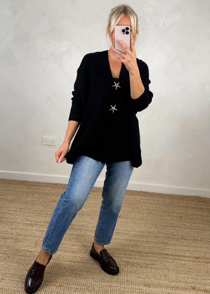 Jamil ribbed starfish knit - black-The Style Attic