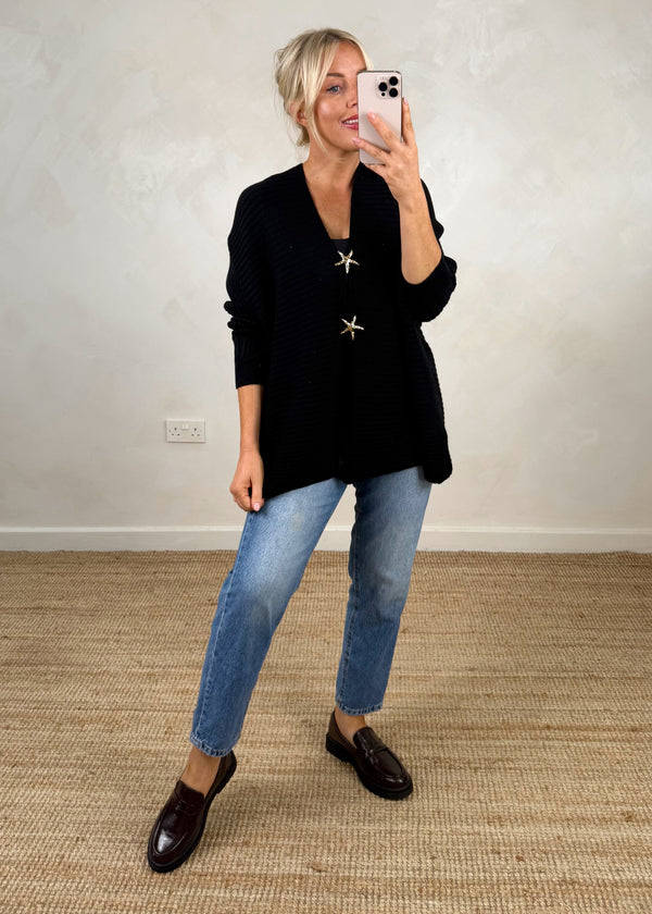 Jamil ribbed starfish knit - black-The Style Attic