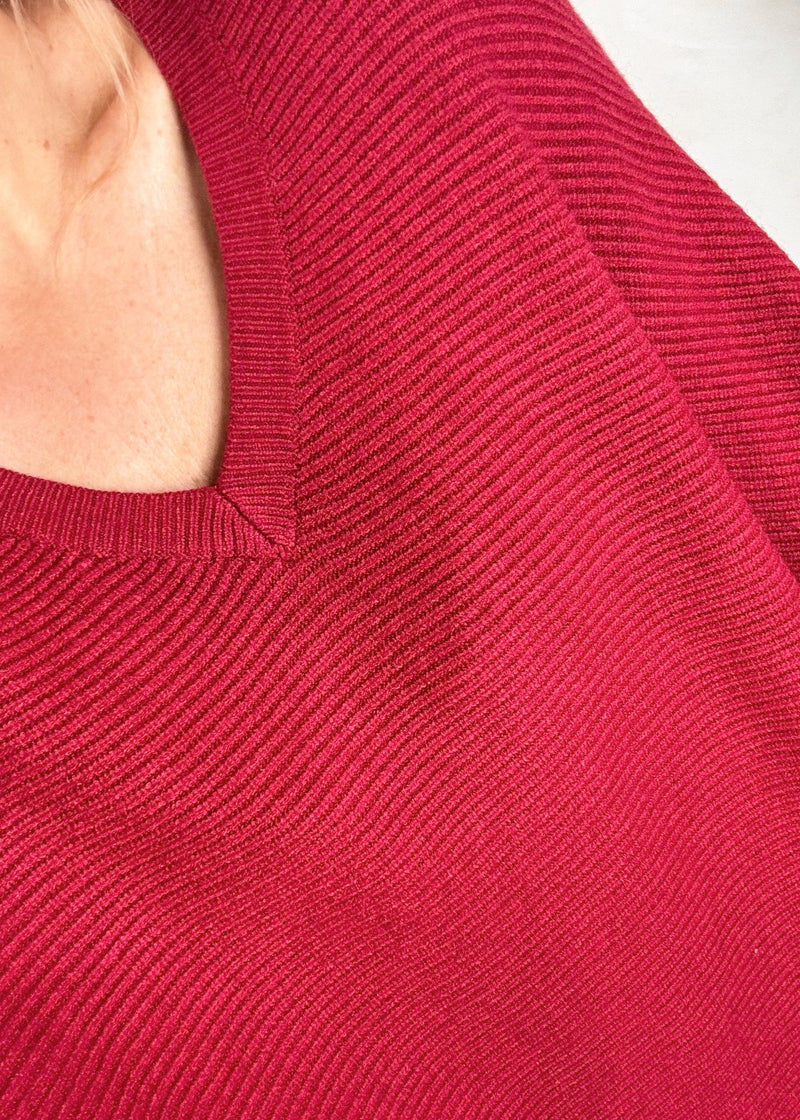 Janet v -neck knit - Merlot-The Style Attic