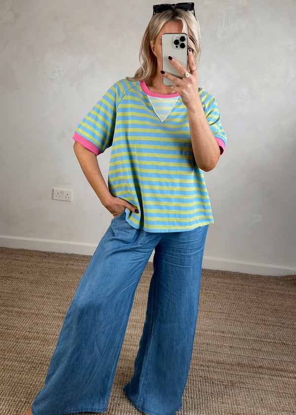 Jasmine contrast striped Tee - one-The Style Attic