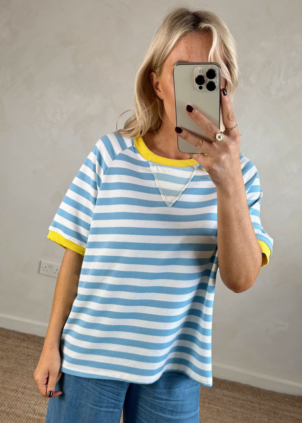 Jasmine contrast striped Tee - two-The Style Attic