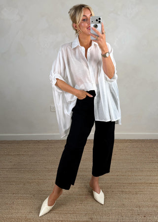 Jasmine sheer blouse - White-The Style Attic