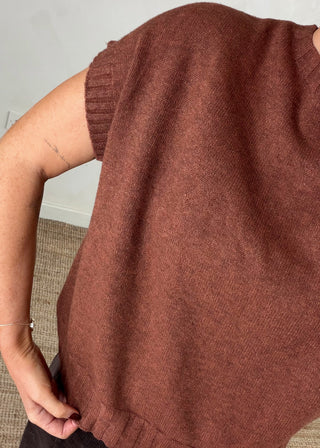 Jay short sleeve ribbed knit - Nutmeg-The Style Attic