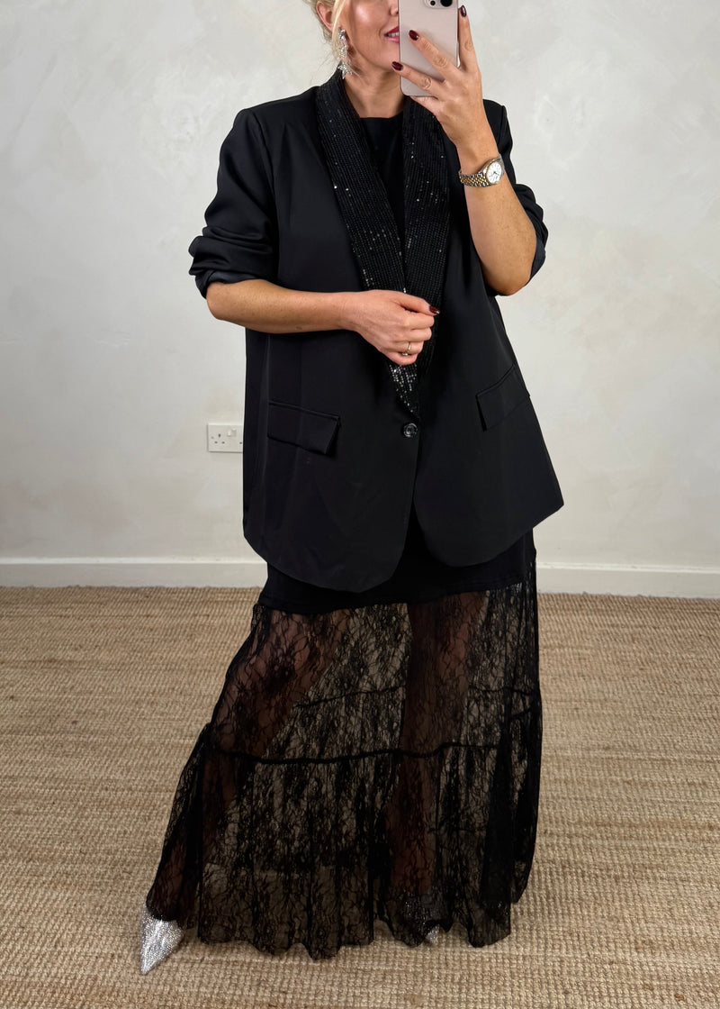 Jayden lace tee dress - black-The Style Attic