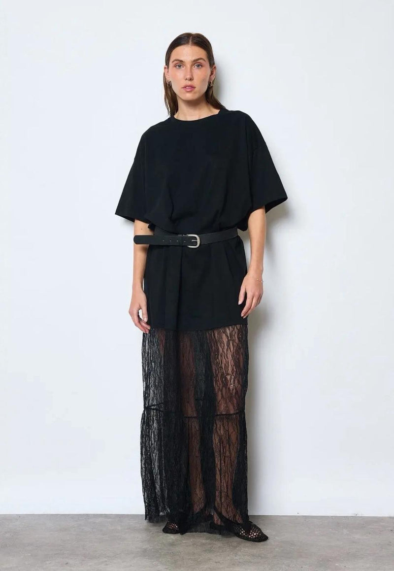 Jayden lace tee dress - black-The Style Attic
