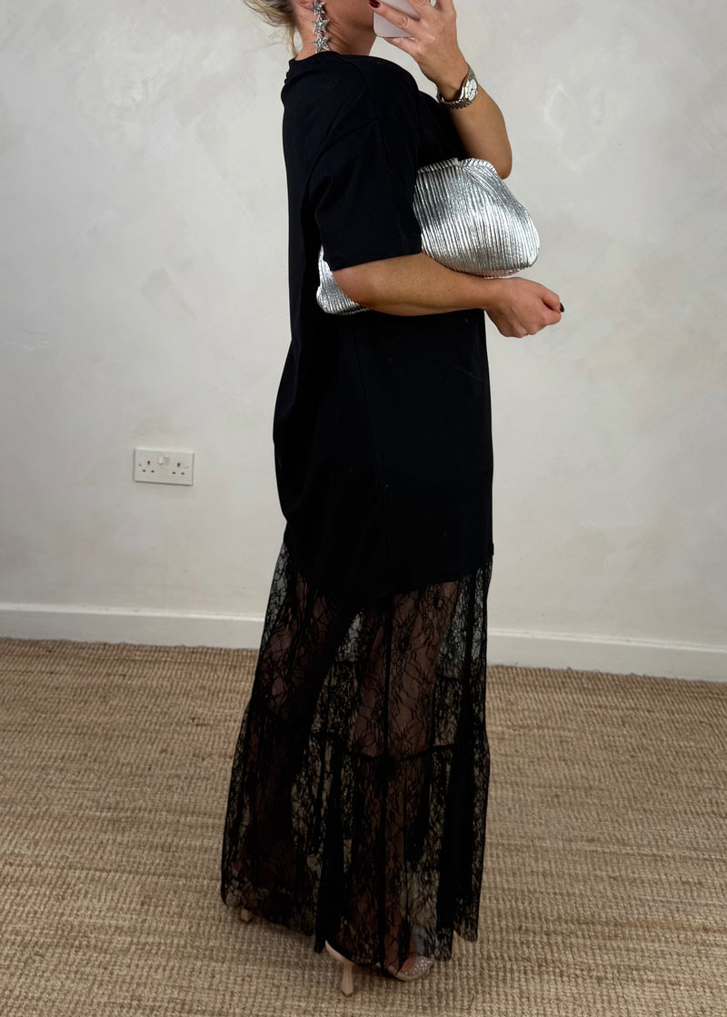 Jayden lace tee dress - black-The Style Attic