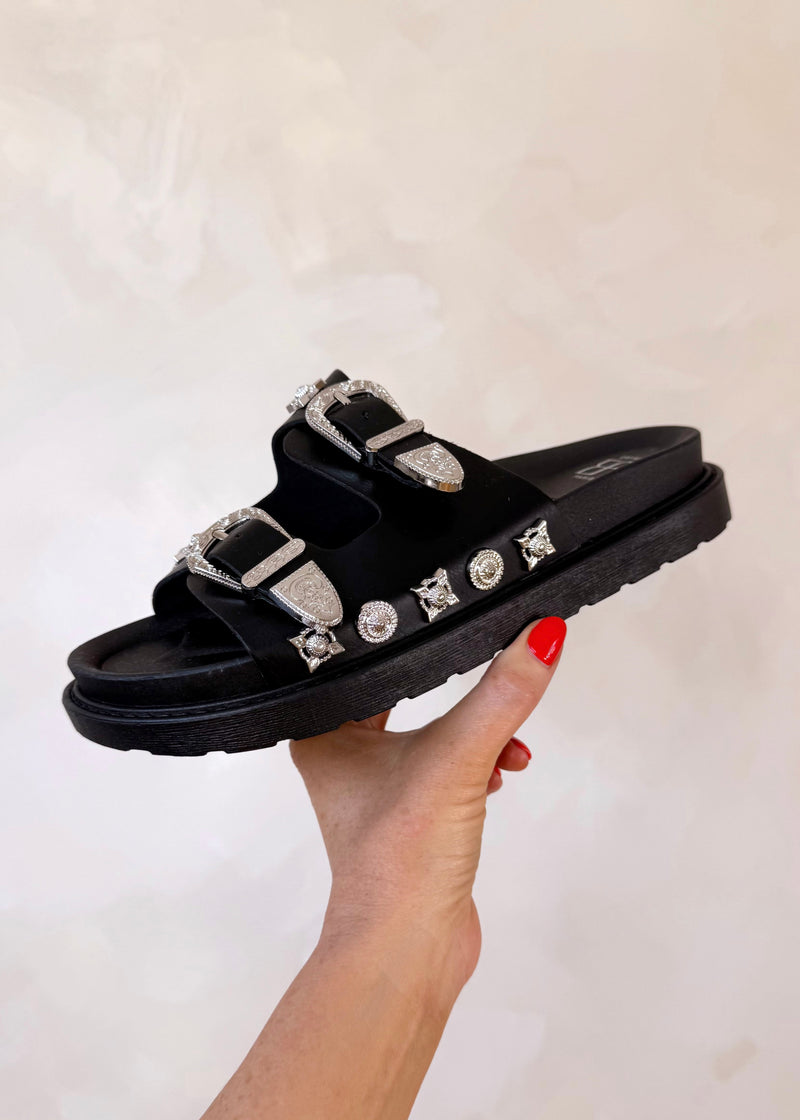 Jaymes studded slider - black-The Style Attic