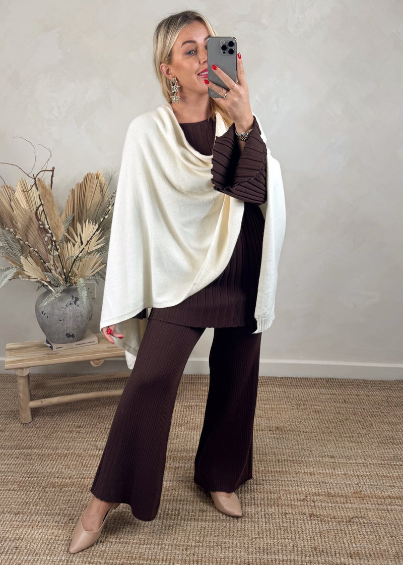 Jem poncho cape knit - cream-The Style Attic