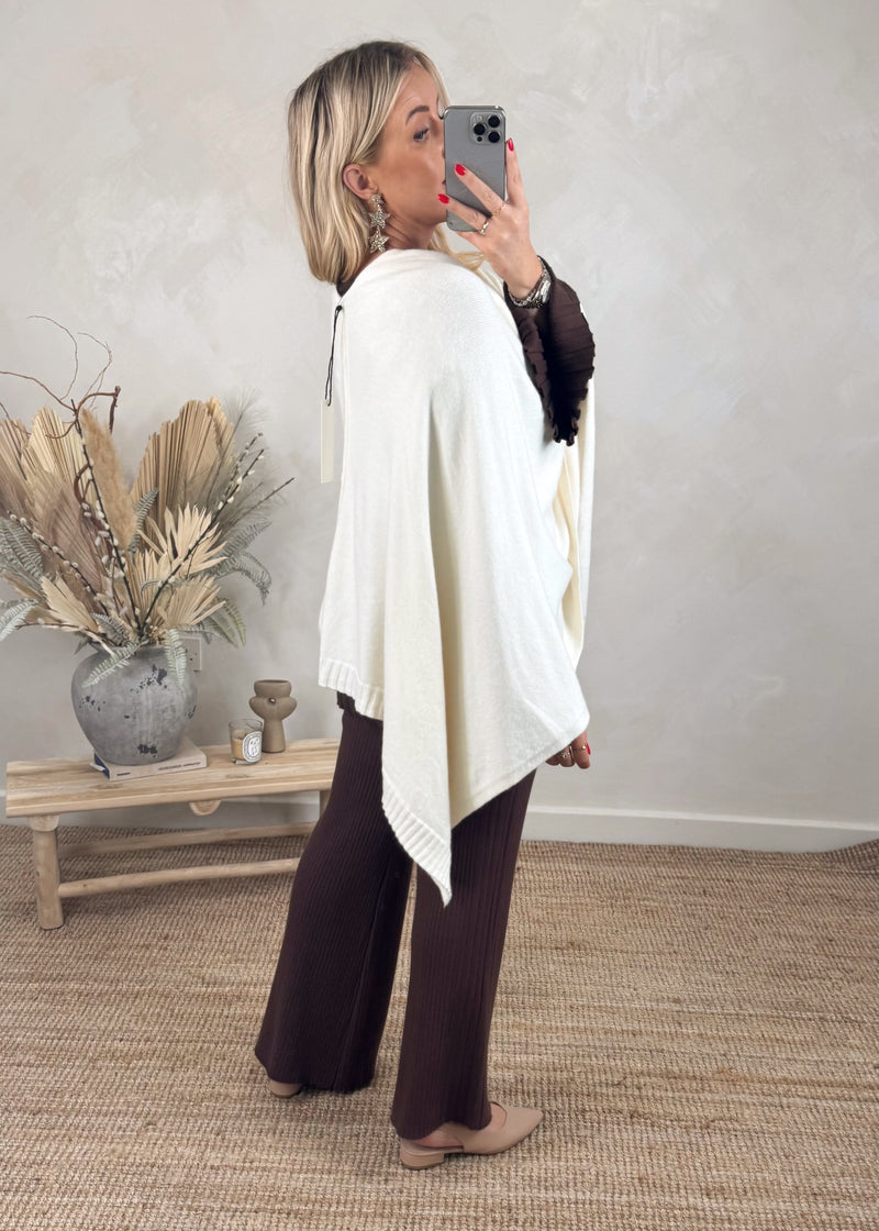 Jem poncho cape knit - cream-The Style Attic