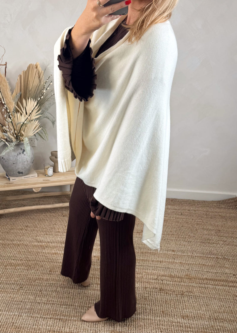 Jem poncho cape knit - cream-The Style Attic