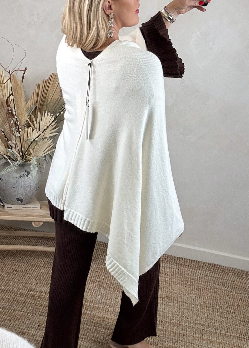 Jem poncho cape knit - cream-The Style Attic