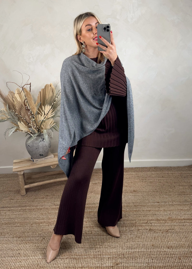 Jem poncho cape knit - grey-The Style Attic