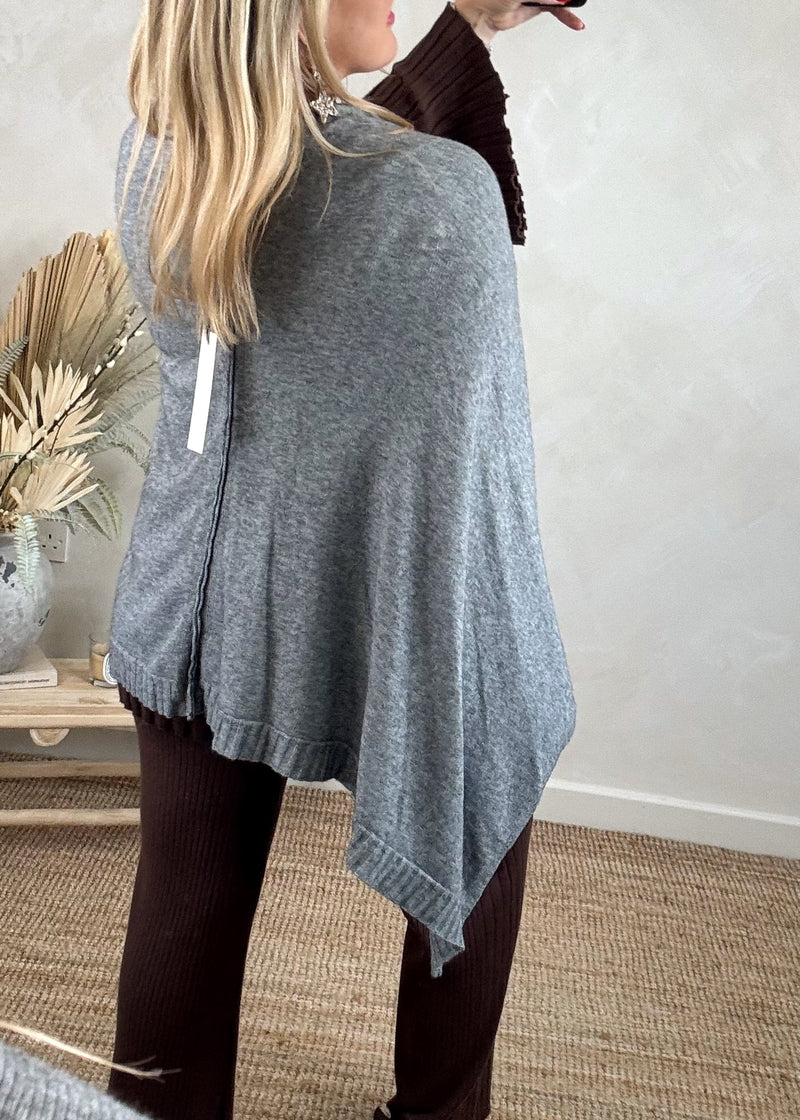 Jem poncho cape knit - grey-The Style Attic