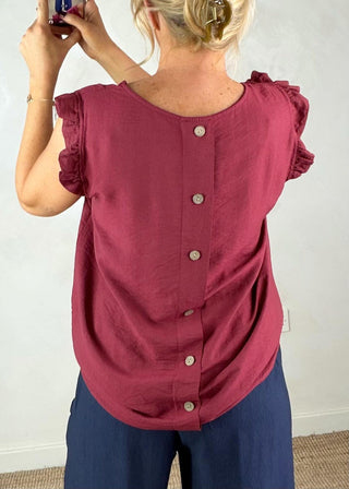 Jenna button back blouse - Khaki-The Style Attic