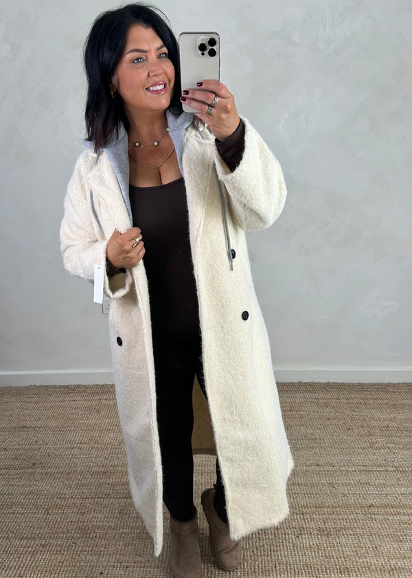 Jenna hooded coat - cream-The Style Attic