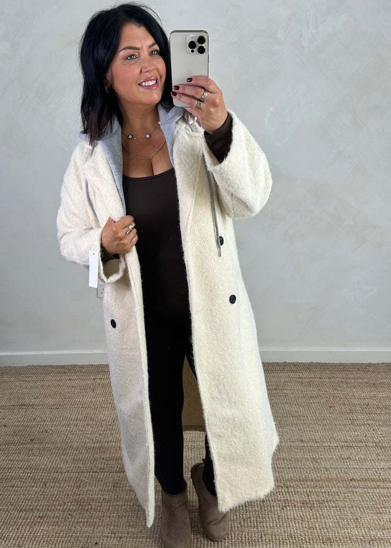 Jenna hooded coat - cream-The Style Attic