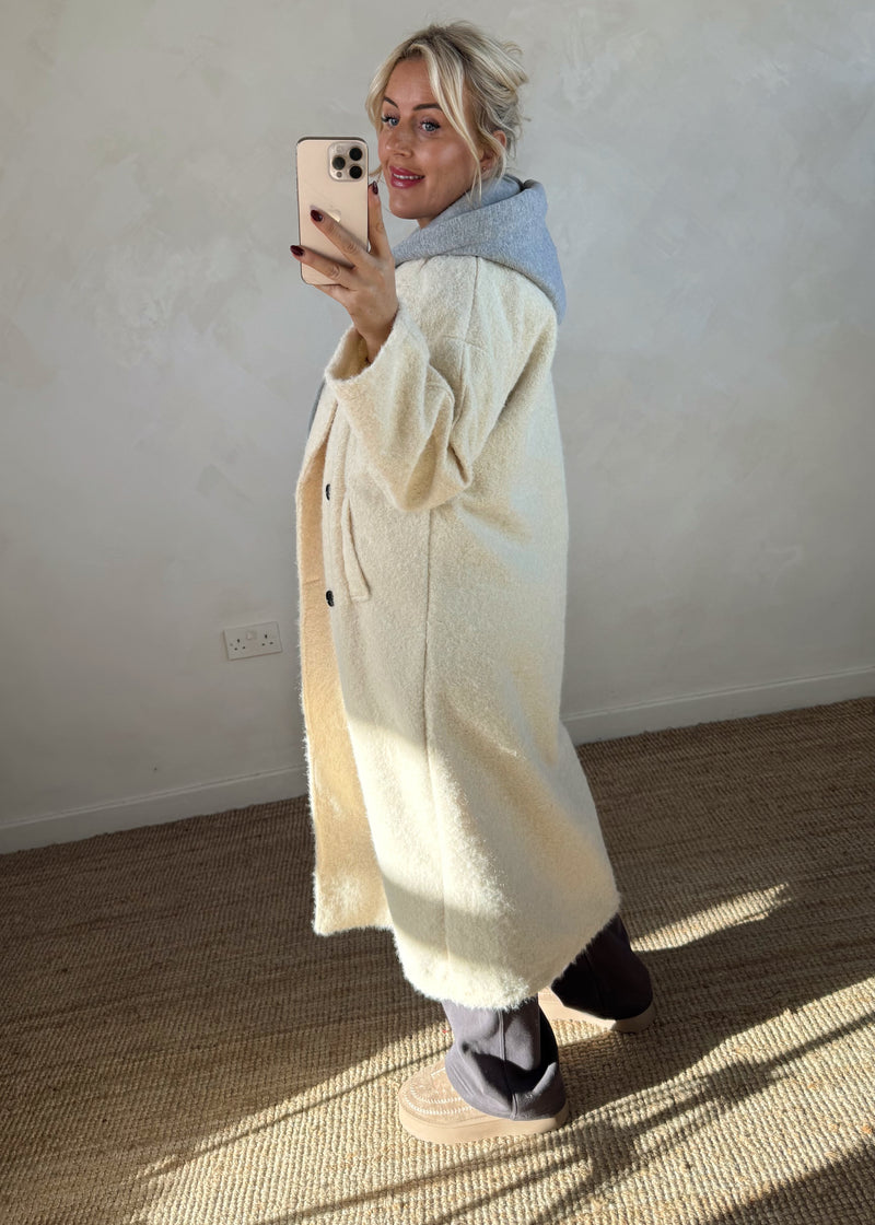 Jenna hooded coat - cream-The Style Attic