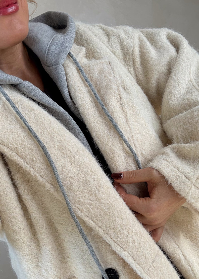 Jenna hooded coat - cream-The Style Attic