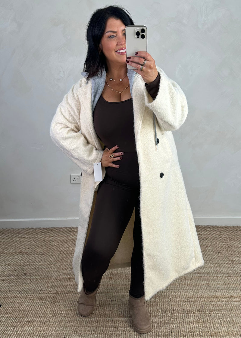 Jenna hooded coat - cream-The Style Attic