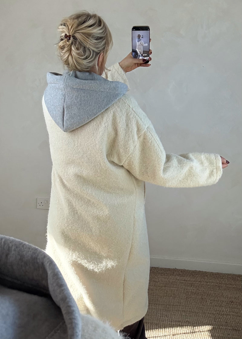 Jenna hooded coat - cream-The Style Attic