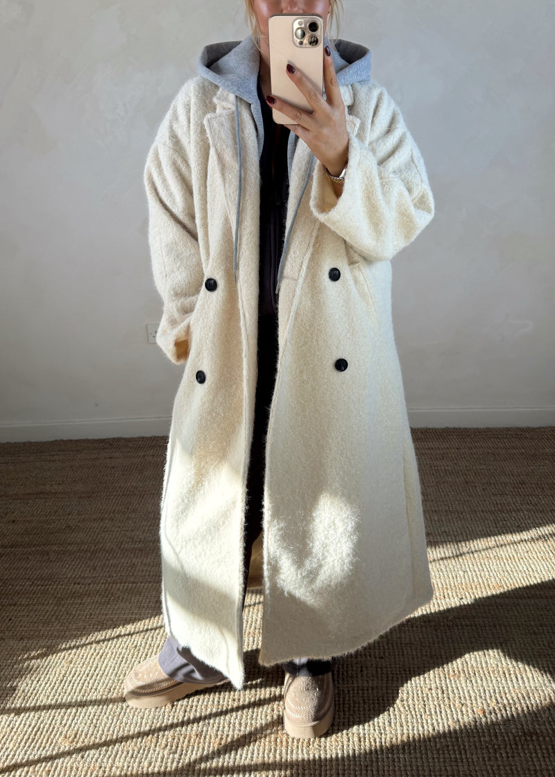Jenna hooded coat - cream-The Style Attic