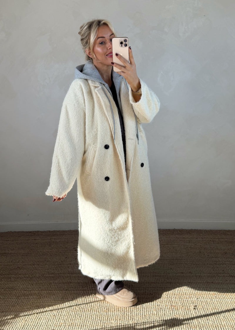 Jenna hooded coat - cream-The Style Attic