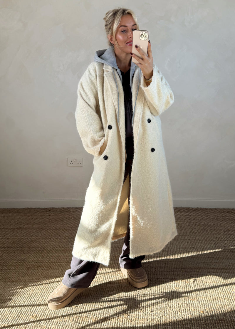 Jenna hooded coat - cream-The Style Attic