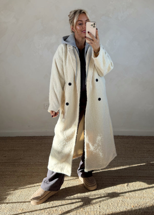 Jenna hooded coat - cream-The Style Attic