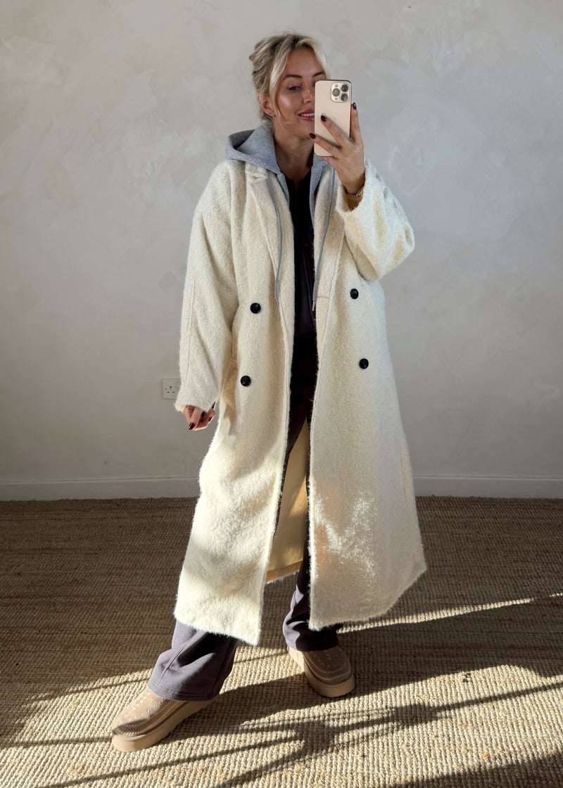 Jenna hooded coat - cream-The Style Attic