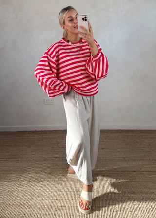 Jenna striped sweater - red/pink-The Style Attic