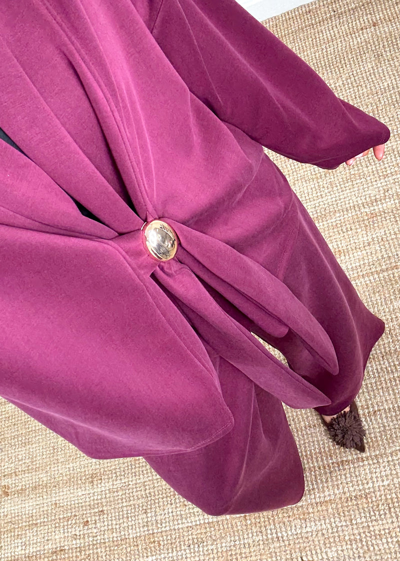 Jenson tie front blazer - Merlot-The Style Attic