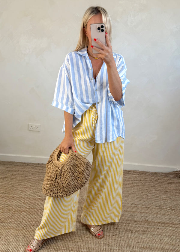Jesse striped cheesecloth shirt - five-The Style Attic
