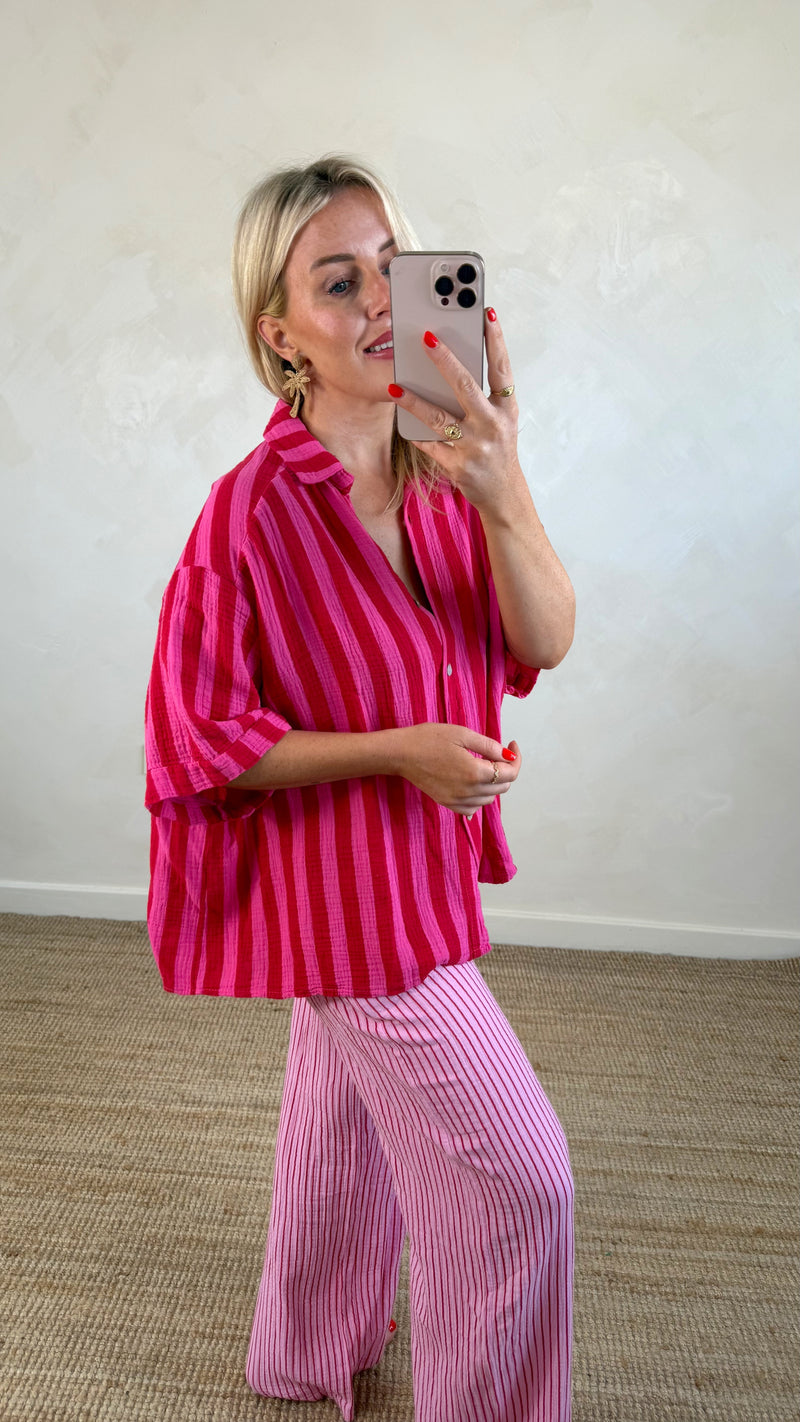 Jesse striped cheesecloth shirt - four-The Style Attic