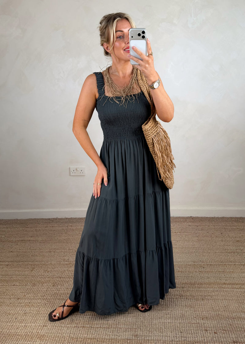 fitted lace wedding dress Jessi tiered maxi dress