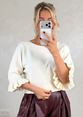 Jessie frill knit - Cream-The Style Attic