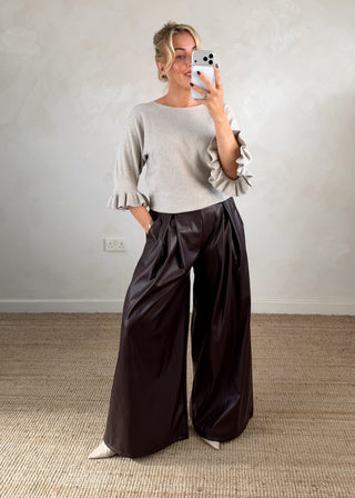 Jessie frill knit - Oatmeal-The Style Attic