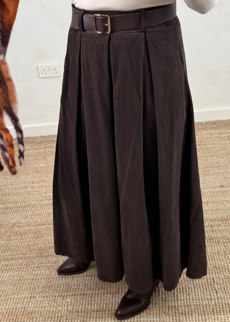 Jilly corduroy skirt - chocolate-The Style Attic
