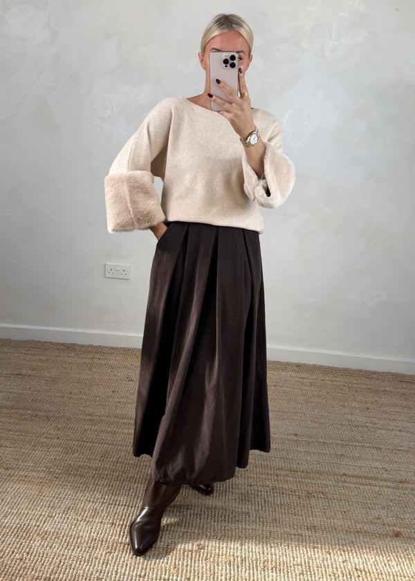 Jilly corduroy skirt - chocolate-The Style Attic