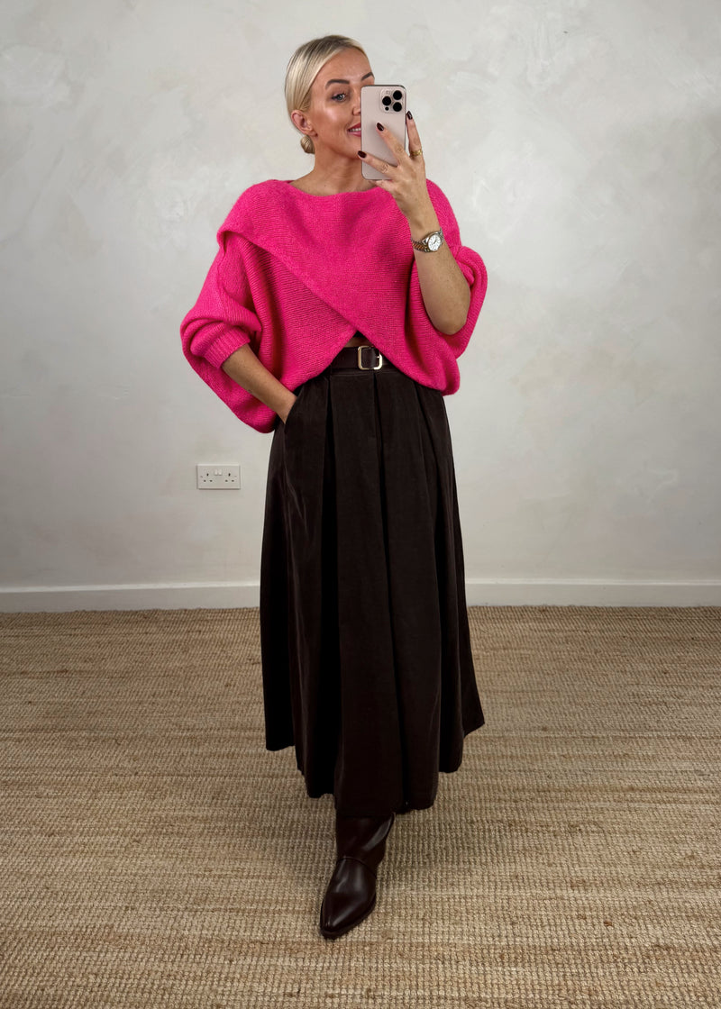 Jilly corduroy skirt - chocolate-The Style Attic