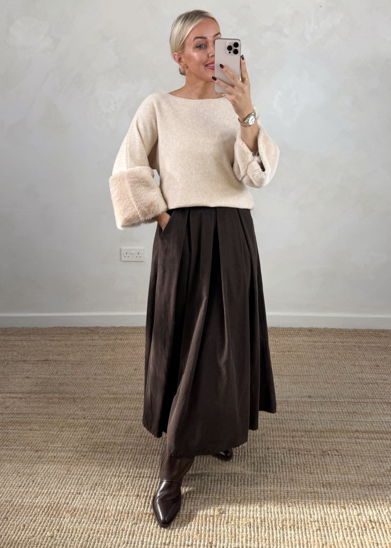 Jilly corduroy skirt - chocolate-The Style Attic
