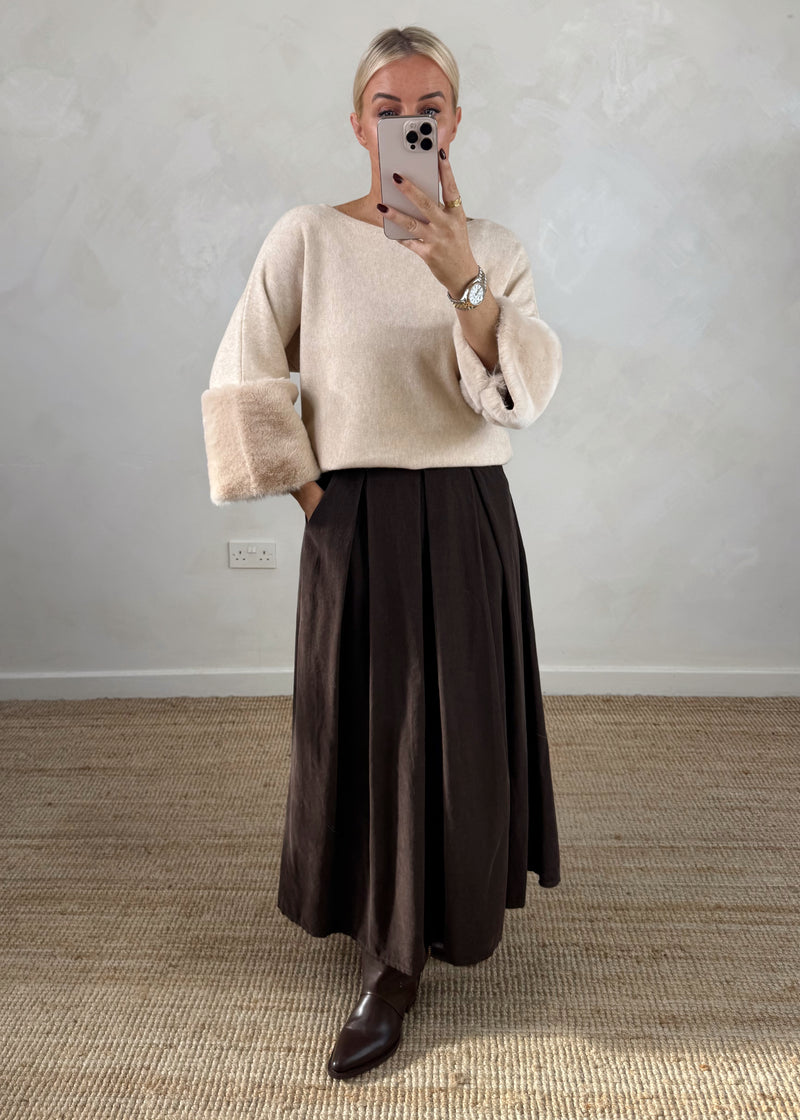 Jilly corduroy skirt - chocolate-The Style Attic