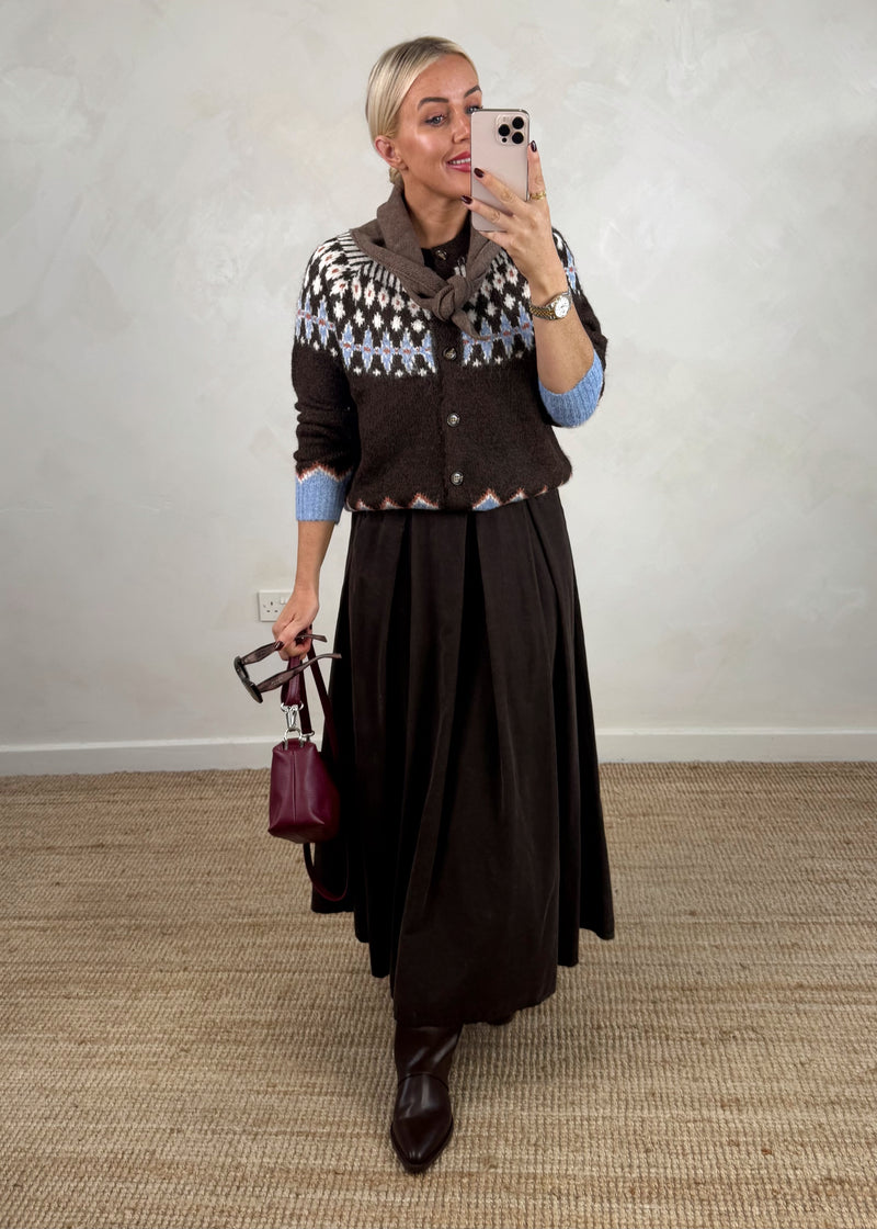 Jilly corduroy skirt - chocolate-The Style Attic