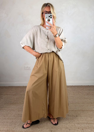 Jinella linen blend shirt - Bone-The Style Attic