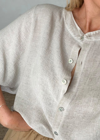 Jinella linen blend shirt - Bone-The Style Attic