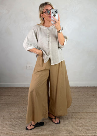 Jinella linen blend shirt - Bone-The Style Attic