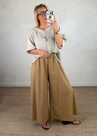 Jinella linen blend shirt - Bone-The Style Attic