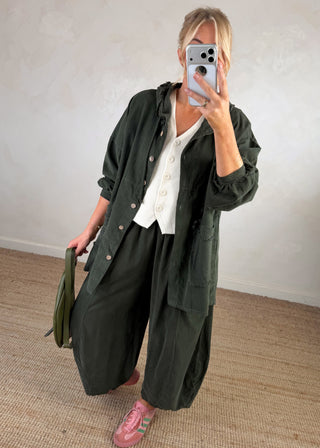 Jo baby cord hooded jacket - Khaki-The Style Attic