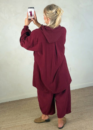 Jo baby cord hooded jacket - Merlot-The Style Attic