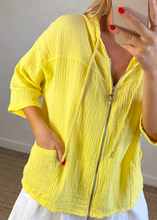 Joey Cheesecloth hoodie - lemon-The Style Attic